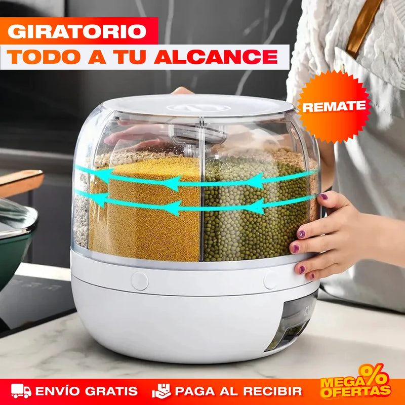 DISPENSADOR DE ALIMENTOS Y GRANOS GIRATORIO 360º